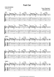 Sheet music, chords Tracy Chapman - Fast Car