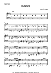 Sheet music, chords Tears for Fears - Mad World