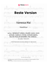 Sheet music, chords Vanessa Mai - Beste Version