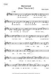 Sheet music, chords Blake Stadnik - Memorized (From This Is Us)