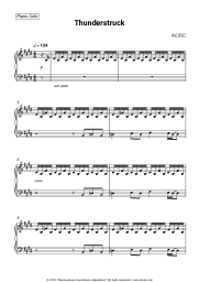 Sheet music, chords AC/DC - Thunderstruck