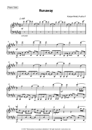 Sheet music, chords Kanye West, Pusha T - Runaway