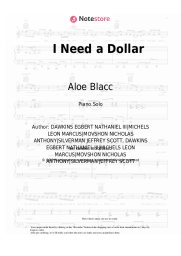 Sheet music, chords Aloe Blacc - I Need a Dollar