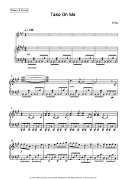 Sheet music, chords A-ha - Take On Me