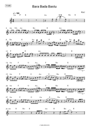 Sheet music, chords KAJ - Bara Bada Bastu