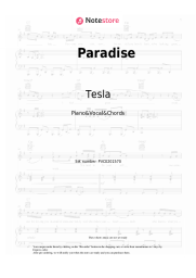 Sheet music, chords Tesla - Paradise