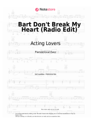 Sheet music, chords Acting Lovers - Bart Don't Break My Heart (Radio Edit)
