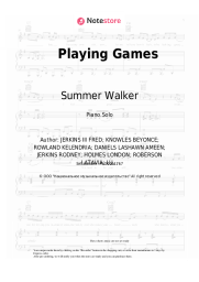 Sheet music, chords Summer Walker, Bryson Tiller - Playing Games
