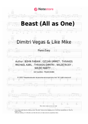 Sheet music, chords Dimitri Vegas & Like Mike, Ummet Ozcan, Brennan Heart - Beast (All as One)