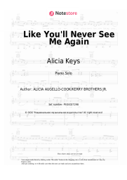 Sheet music, chords Alicia Keys - Like You'll Never See Me Again