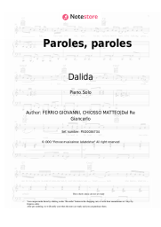 Sheet music, chords Dalida, Alain Delon - Paroles, paroles