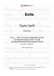 Sheet music, chords Taylor Swift, Bon Iver - Exile