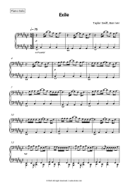 Sheet music, chords Taylor Swift, Bon Iver - Exile