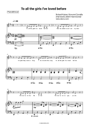 Sheet music, chords Roland Kaiser, Giovanni Zarrella - To all the girls I've loved before