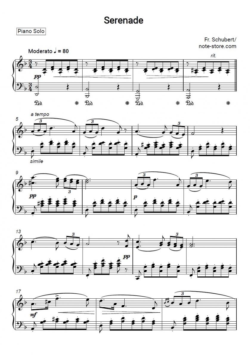 Ständchen (Der Schwanengesang, D 957) - Franz Schubert Piano Sheet Music - Piano.Solo
