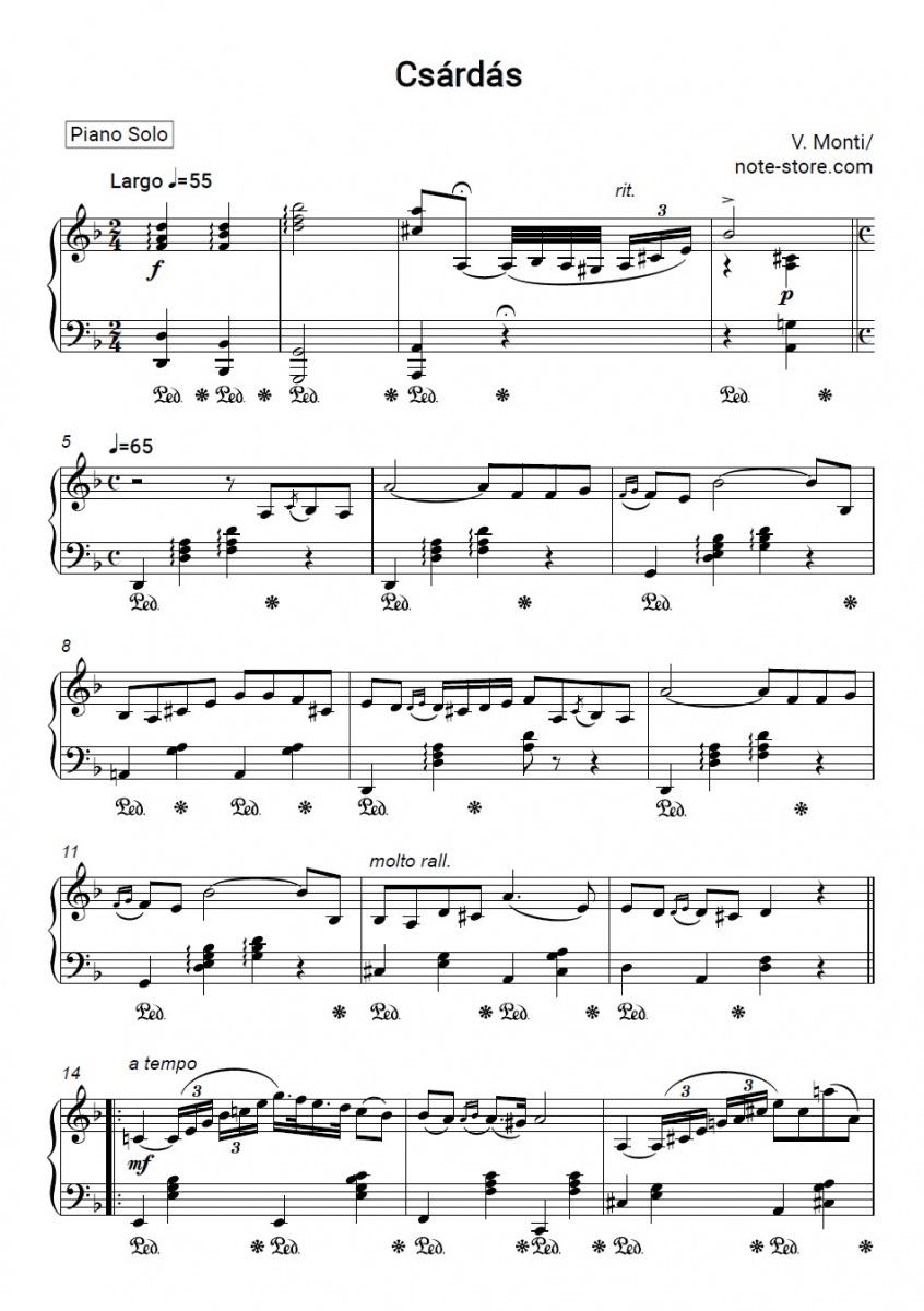 Chardash - Vittorio Monti Piano Sheet Music - Piano.Solo