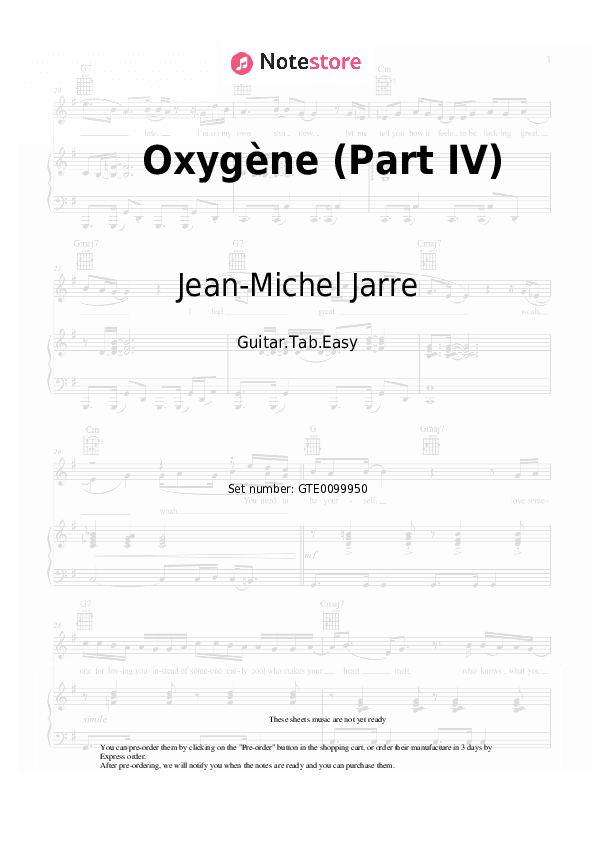 Oxygène (Part IV) - Jean-Michel Jarre Tabs Easy - Guitar.Tab.Easy