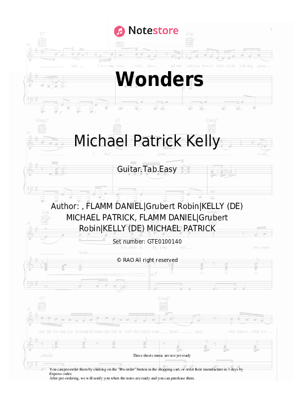 Wonders - Michael Patrick Kelly, Rakim Tabs Easy - Guitar.Tab.Easy