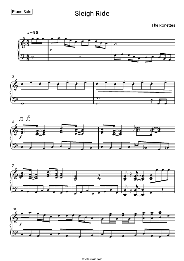 Sleigh Ride - The Ronettes Piano Sheet Music - Piano.Solo