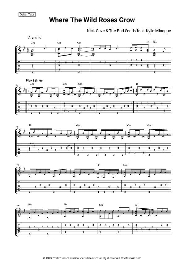 Where the Wild Roses Grow - Nick Cave & the Bad Seeds, Kylie Minogue Tabs - Guitar.Tabs