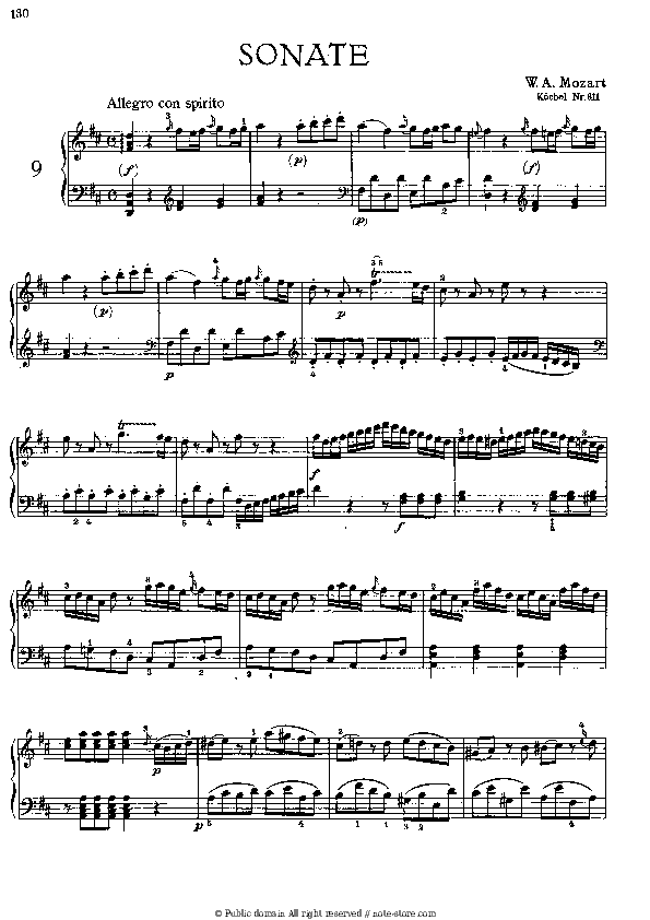 Sonata №9 - Wolfgang Amadeus Mozart Piano Sheet Music - Piano.Solo