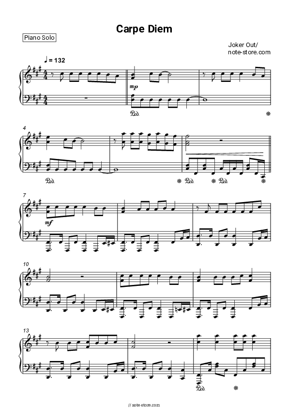 Carpe Diem - Joker Out Piano Sheet Music - Piano.Solo