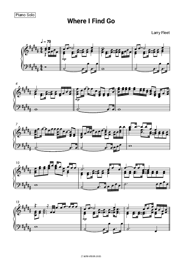 Where I Find God - Larry Fleet Piano Sheet Music - Piano.Solo