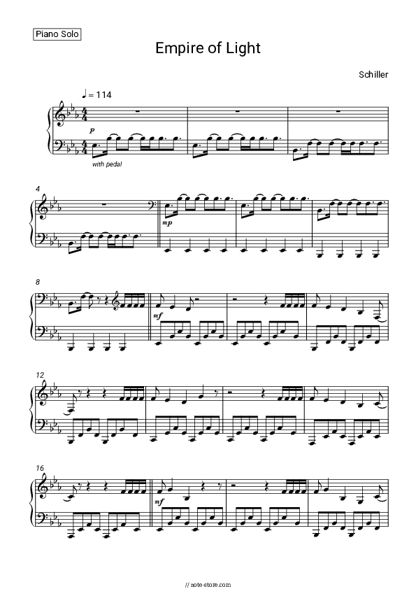 Empire Of Light - Schiller Piano Sheet Music - Piano.Solo