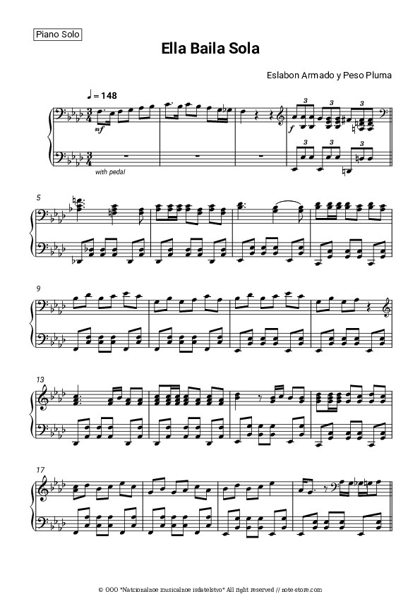 Ella Baila Sola - Eslabon Armado, Peso Pluma Piano Sheet Music - Piano.Solo