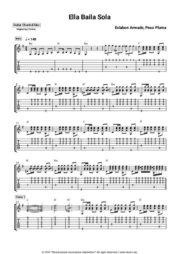 Ella Baila Sola - Eslabon Armado, Peso Pluma Chords and Tabs - Guitar.Chords&Tabs