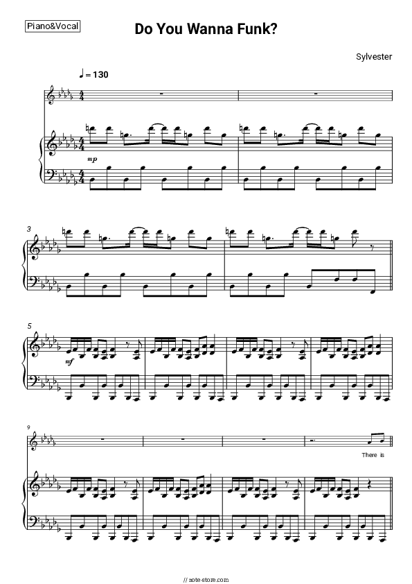 Do You Wanna Funk? - Patrick Cowley, Sylvester Piano Sheet Music with the Voice part - Piano&Vocal