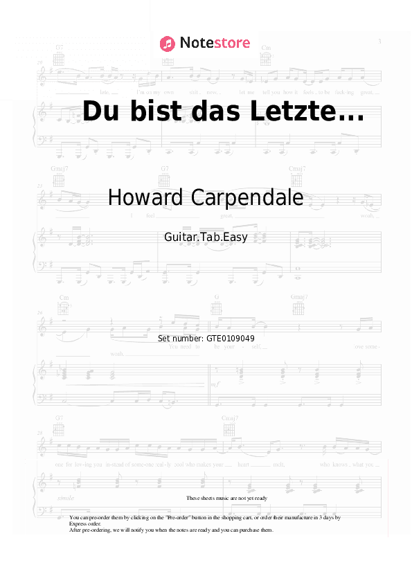 Du bist das Letzte... - Howard Carpendale Tabs Easy - Guitar.Tab.Easy