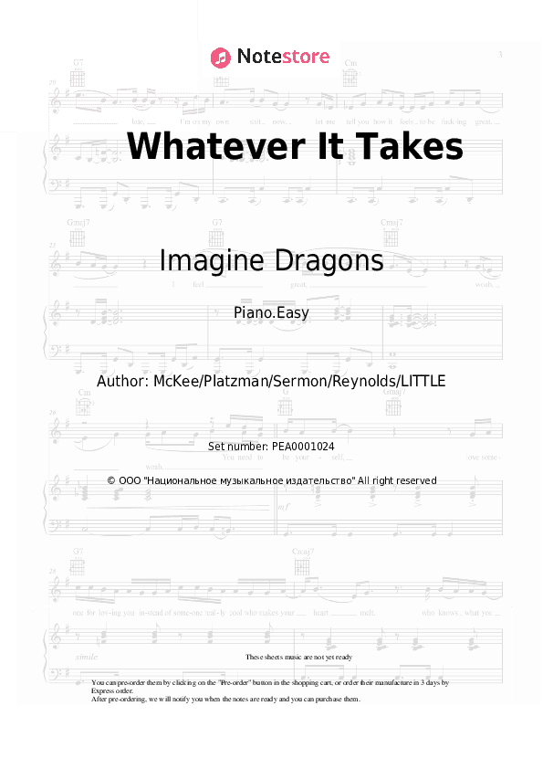 Whatever It Takes - Imagine Dragons Piano Sheet Music Easy - Piano.Easy