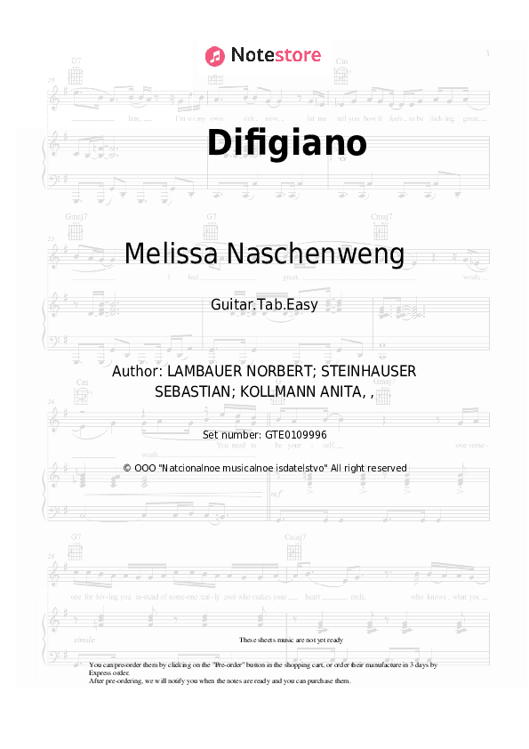 Difigiano - Melissa Naschenweng Tabs Easy - Guitar.Tab.Easy
