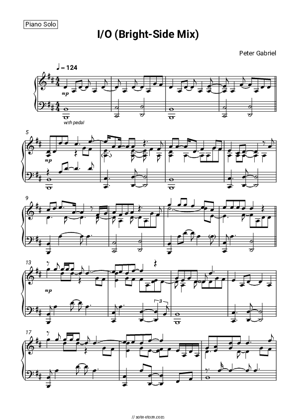 I​/O (Bright​-​Side Mix) - Peter Gabriel Piano Sheet Music - Piano.Solo