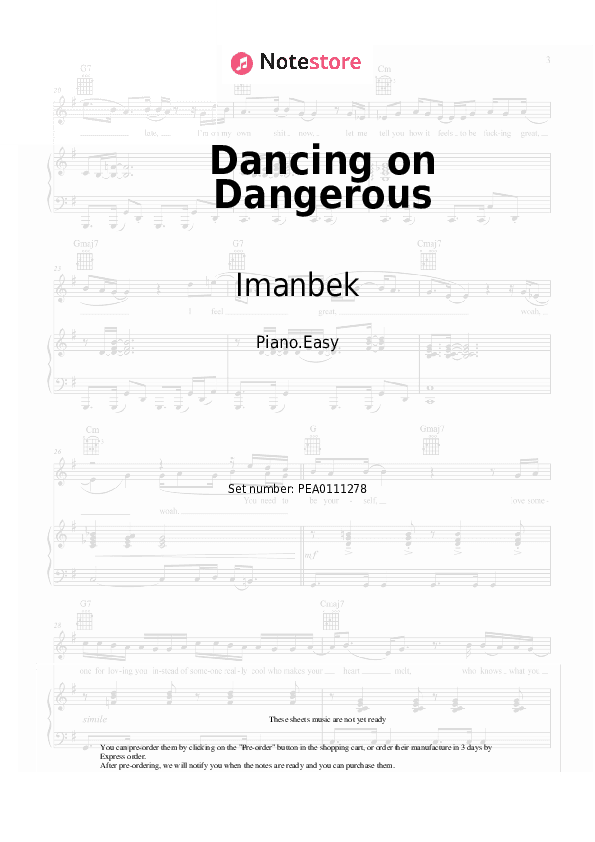Dancing on Dangerous - Imanbek, Sean Paul, Sofia Reyes Piano Sheet Music Easy - Piano.Easy