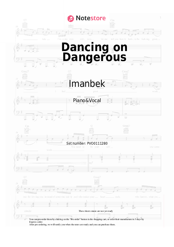 Dancing on Dangerous - Imanbek, Sean Paul, Sofia Reyes Piano Sheet Music with the Voice part - Piano&Vocal