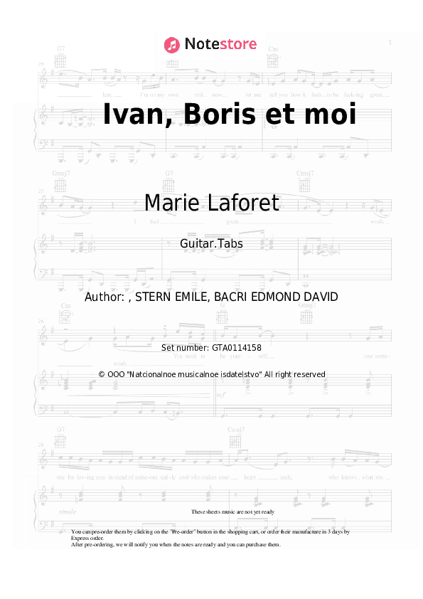 Ivan, Boris et moi - Marie Laforet Tabs - Guitar.Tabs