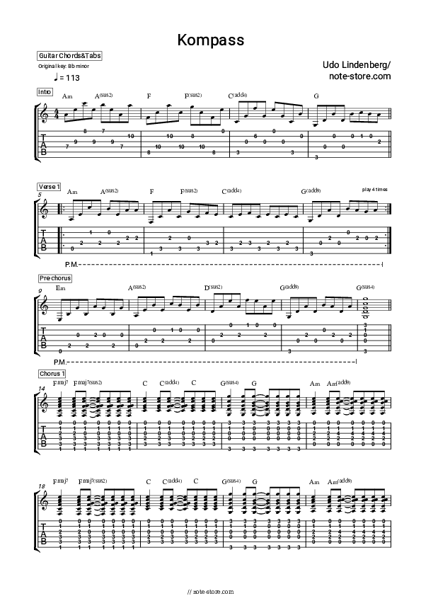 Kompass - Udo Lindenberg Chords and Tabs - Guitar.Chords&Tabs
