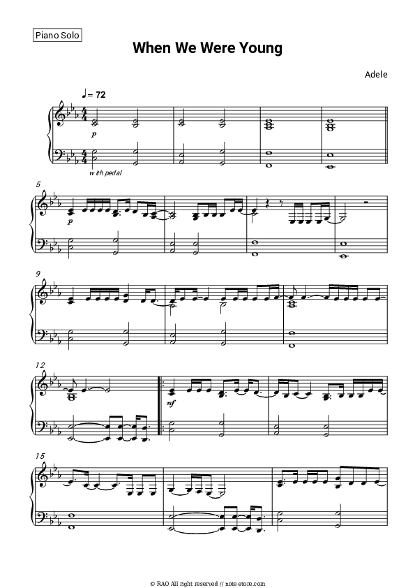 When we were young - Adele Piano Sheet Music - Piano.Solo