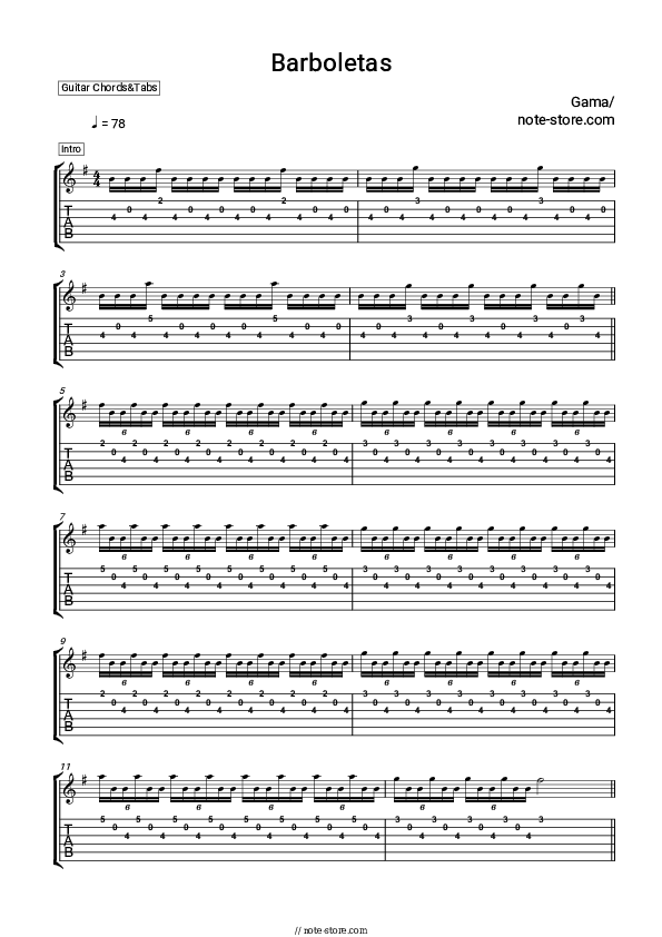 Borboletas - Gama WNTD Chords and Tabs - Guitar.Chords&Tabs