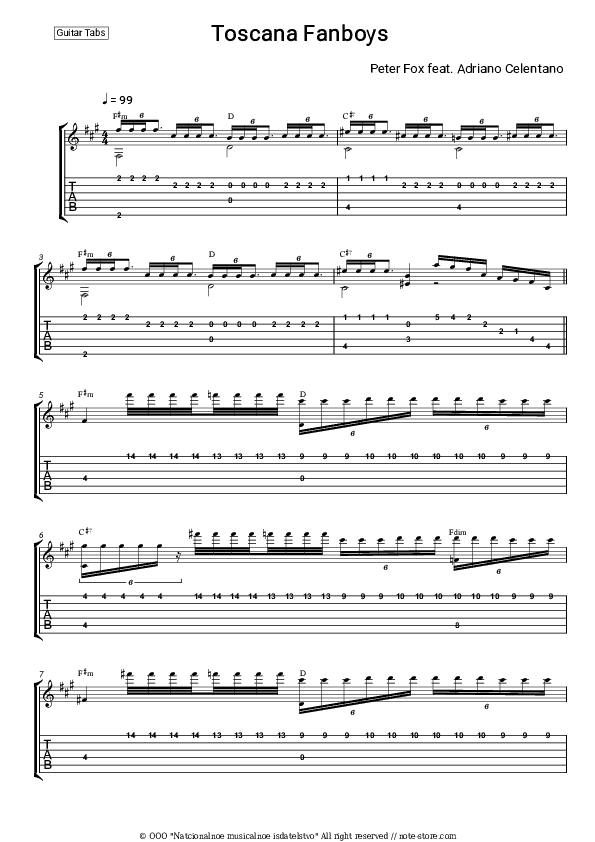 Toscana Fanboys - Peter Fox, Adriano Celentano Tabs - Guitar.Tabs