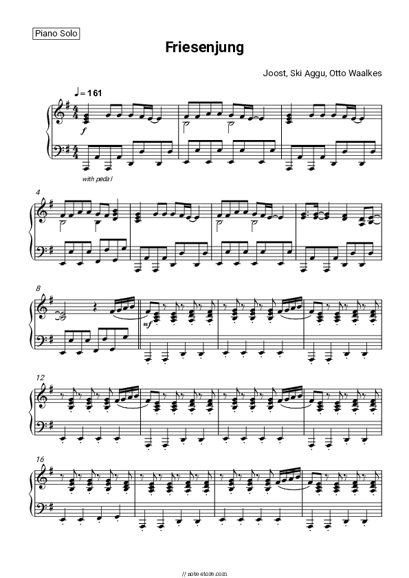 Friesenjung - Ski Aggu, Joost, Otto Waalkes Piano Sheet Music - Piano.Solo
