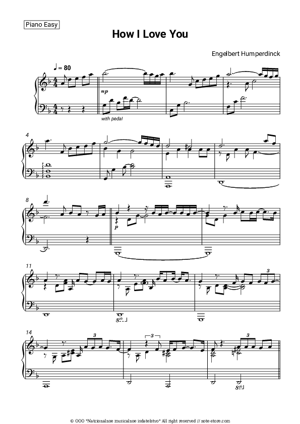 How I Love You - Engelbert Humperdinck Piano Sheet Music Easy - Piano.Easy