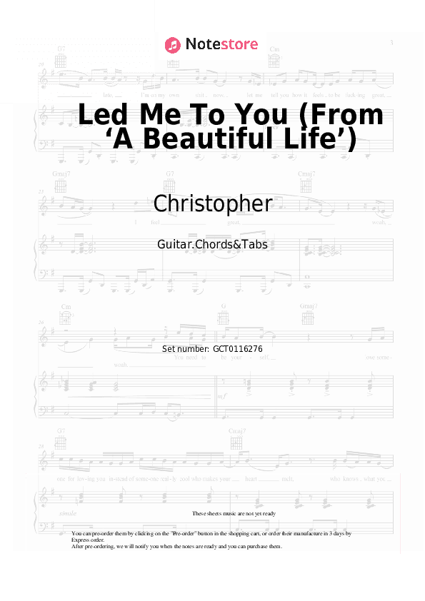 Led Me To You (From ‘A Beautiful Life’) - Christopher Chords and Tabs - Guitar.Chords&Tabs