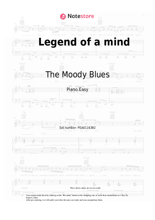 Legend of a mind - The Moody Blues Piano Sheet Music Easy - Piano.Easy