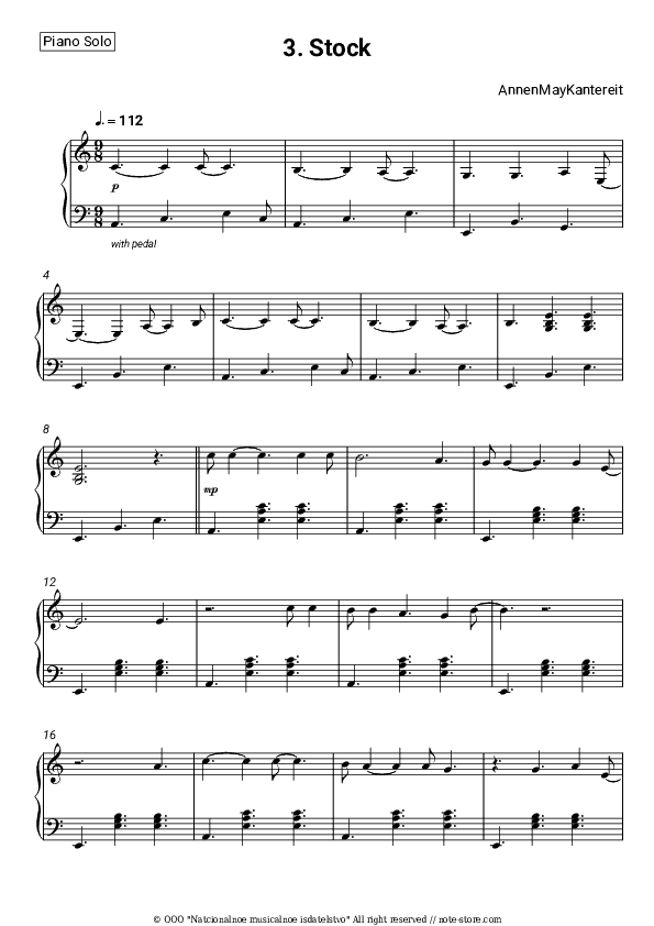 3. Stock - AnnenMayKantereit Piano Sheet Music - Piano.Solo