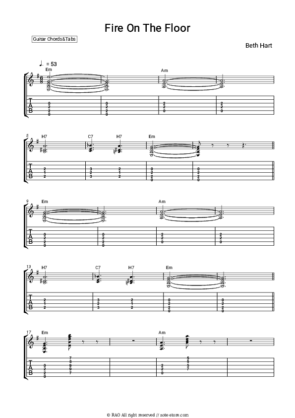 Fire on the Floor - Beth Hart Chords and Tabs - Guitar.Chords&Tabs