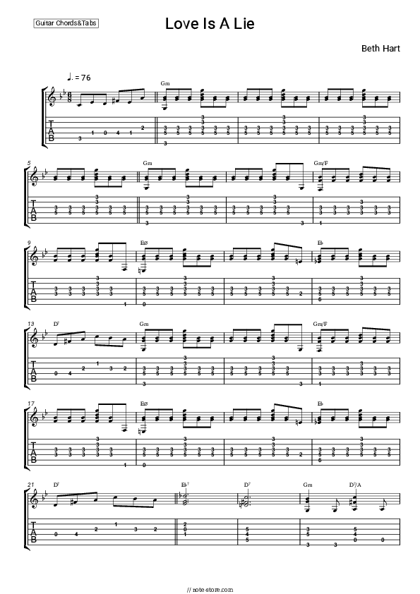 Love Is A Lie - Beth Hart Chords and Tabs - Guitar.Chords&Tabs