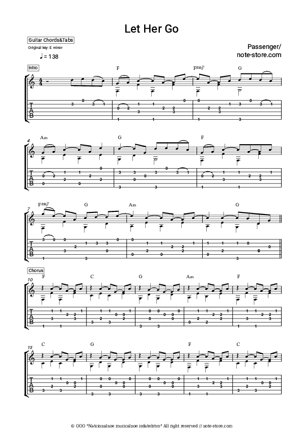 Let Her Go - Passenger Chords and Tabs - Guitar.Chords&Tabs
